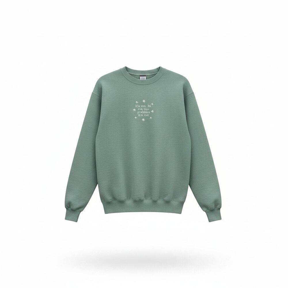 Taylor Swift Green Lyrics Embroidered Crew Neck Sweatshirt Hanes Ecosmart Medium